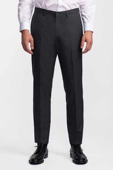  Erkek Koyu Gri Saf Yün Delfino Klasik Pantolon