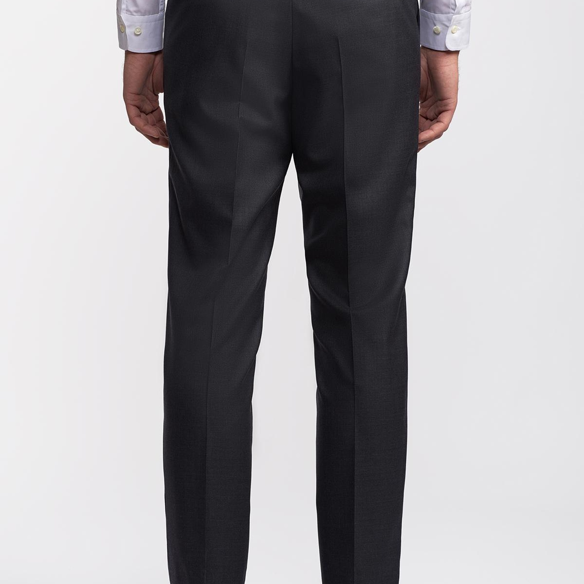 Erkek Koyu Gri Saf Yün Delfino Klasik Pantolon