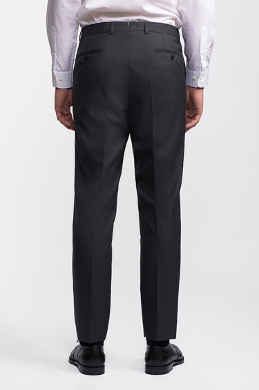  Erkek Koyu Gri Saf Yün Delfino Klasik Pantolon