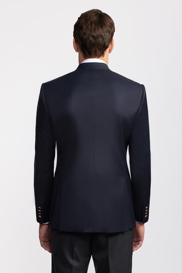  Erkek Lacivert Kruvaze Yün Delfino Blazer Ceket