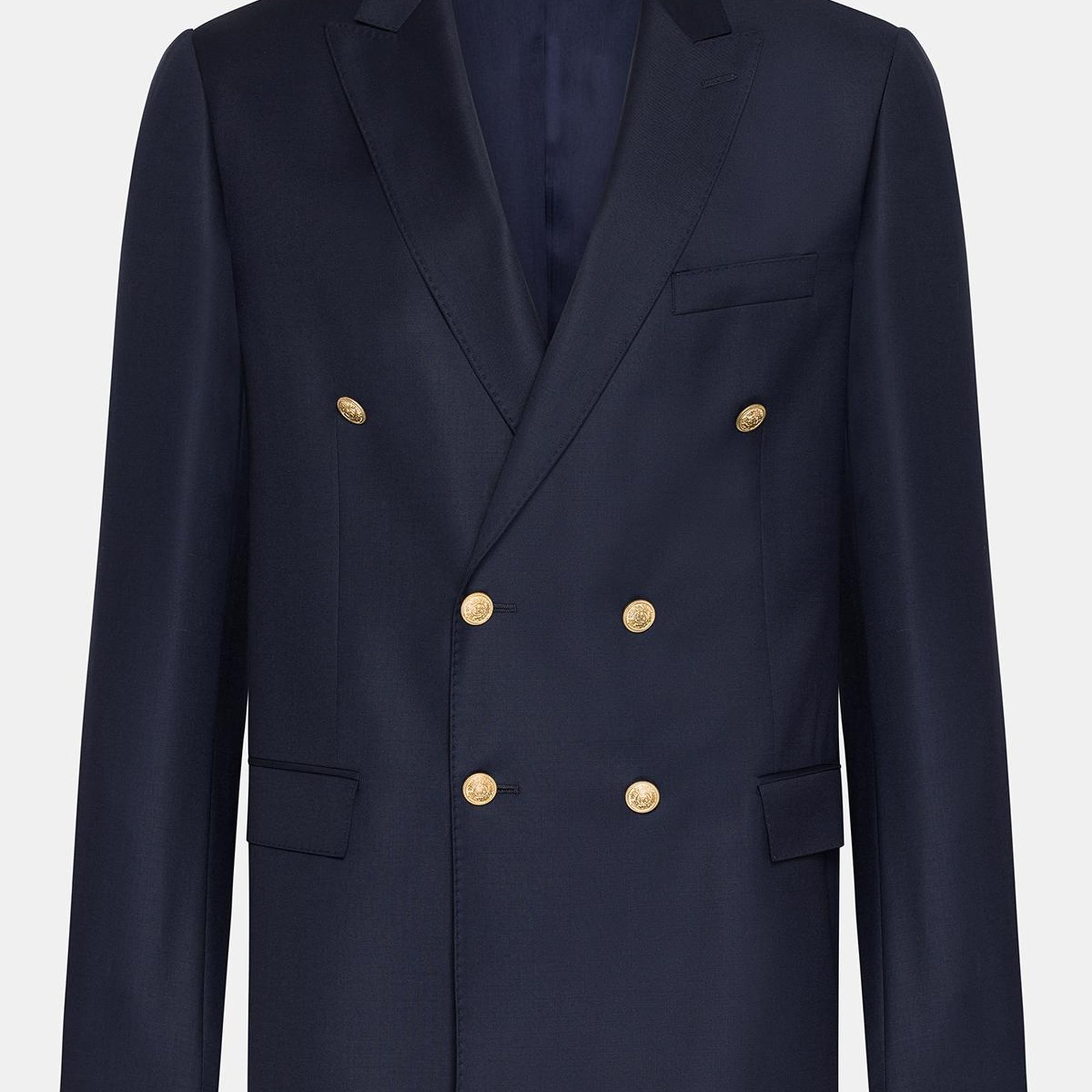 Erkek Lacivert Kruvaze Yün Delfino Blazer Ceket