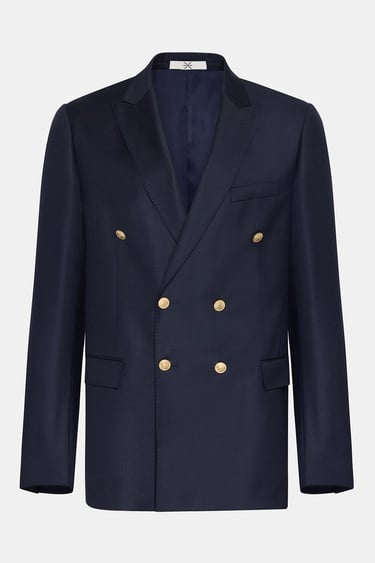  Erkek Lacivert Kruvaze Yün Delfino Blazer Ceket