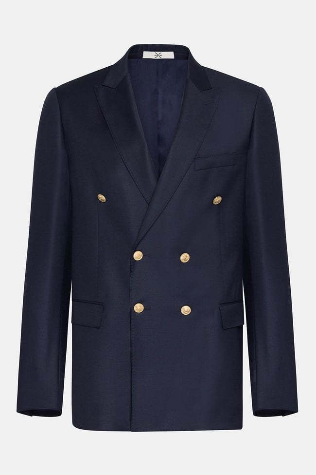  Erkek Lacivert Kruvaze Yün Delfino Blazer Ceket