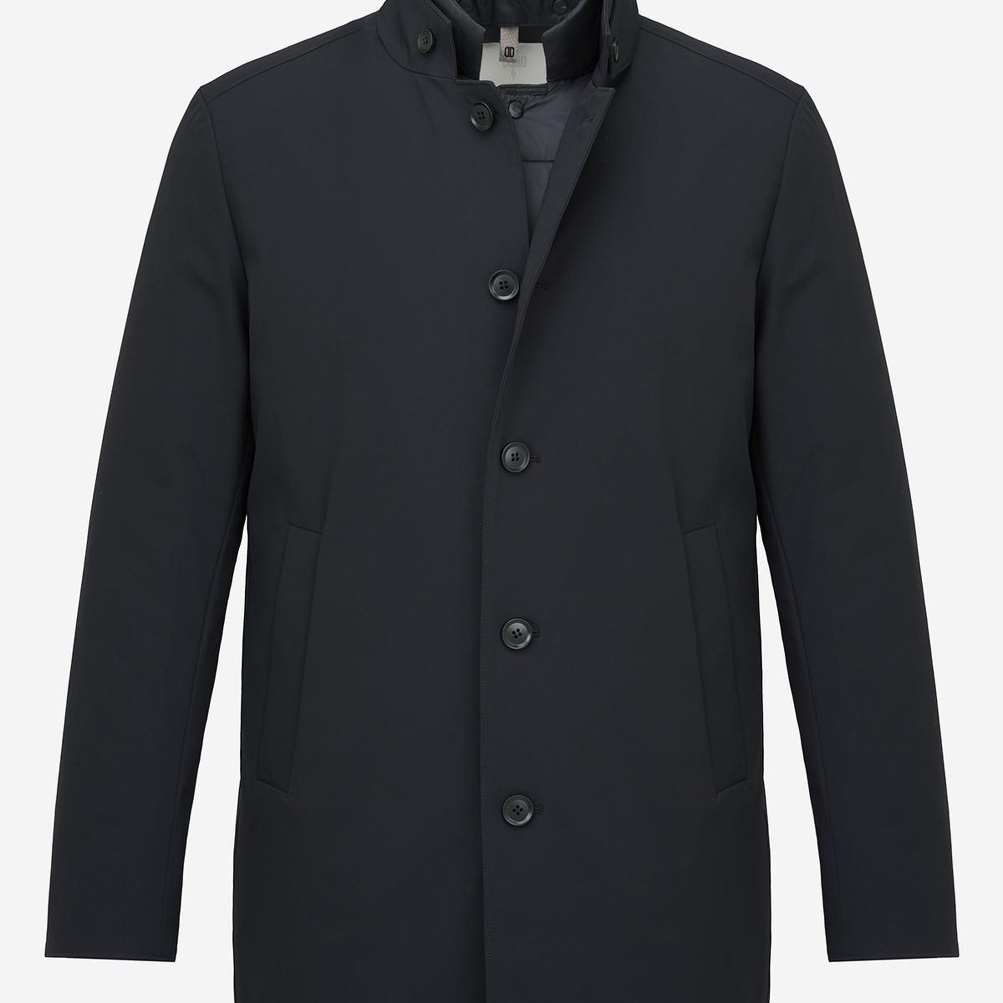 Erkek Siyah Düğmeli Yaka Palto