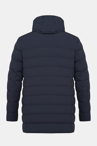  Erkek Lacivert Kapüşonlu Şişme Kaban