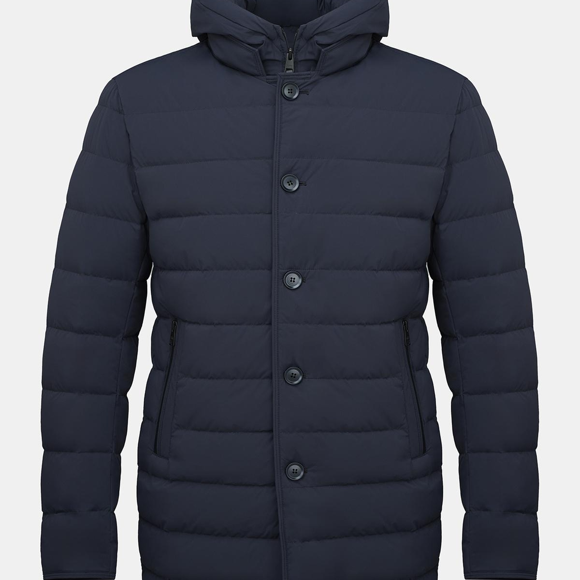 Erkek Lacivert Kapüşonlu Şişme Kaban