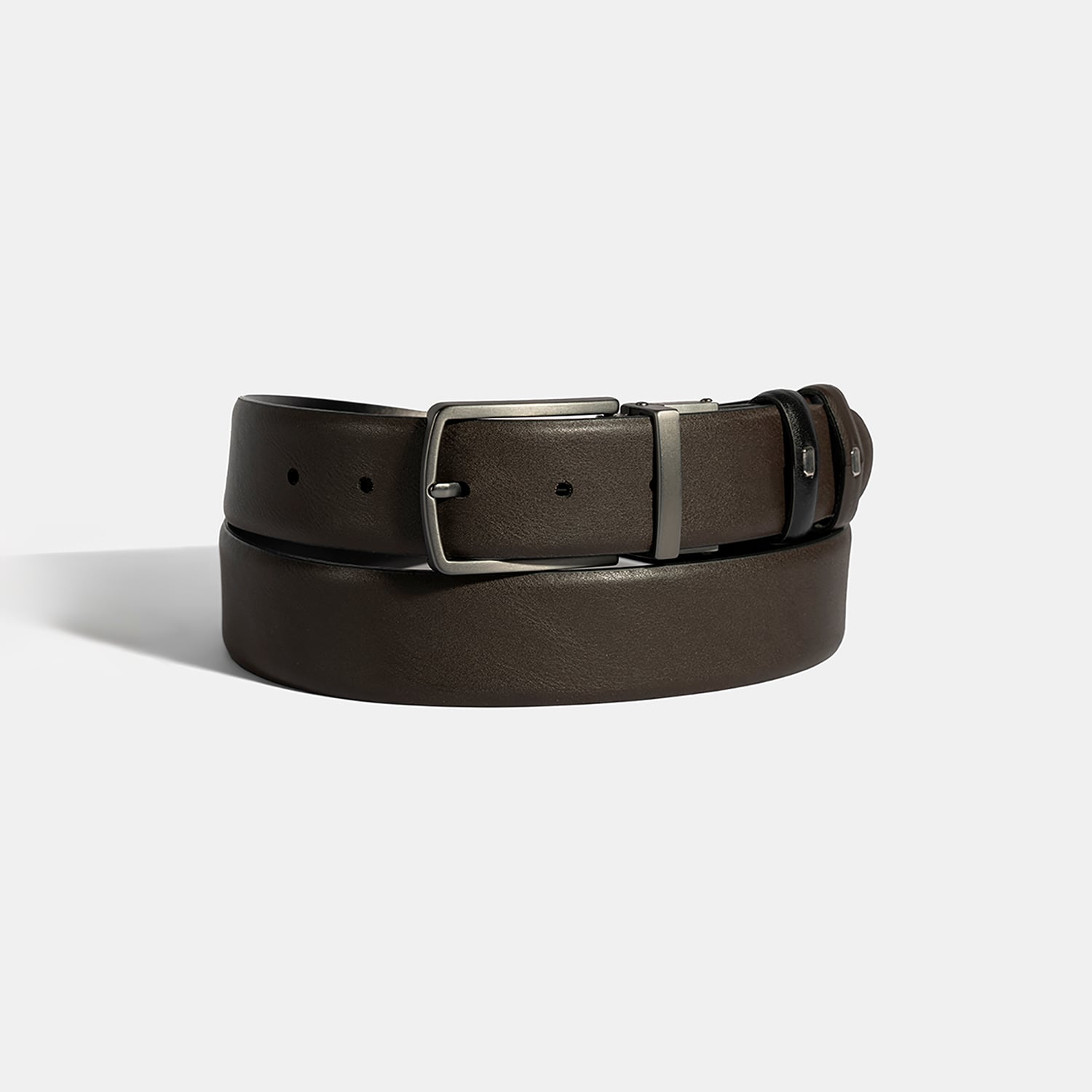  Erkek Siyah / Kahve Çift Taraflı Deri Kemer