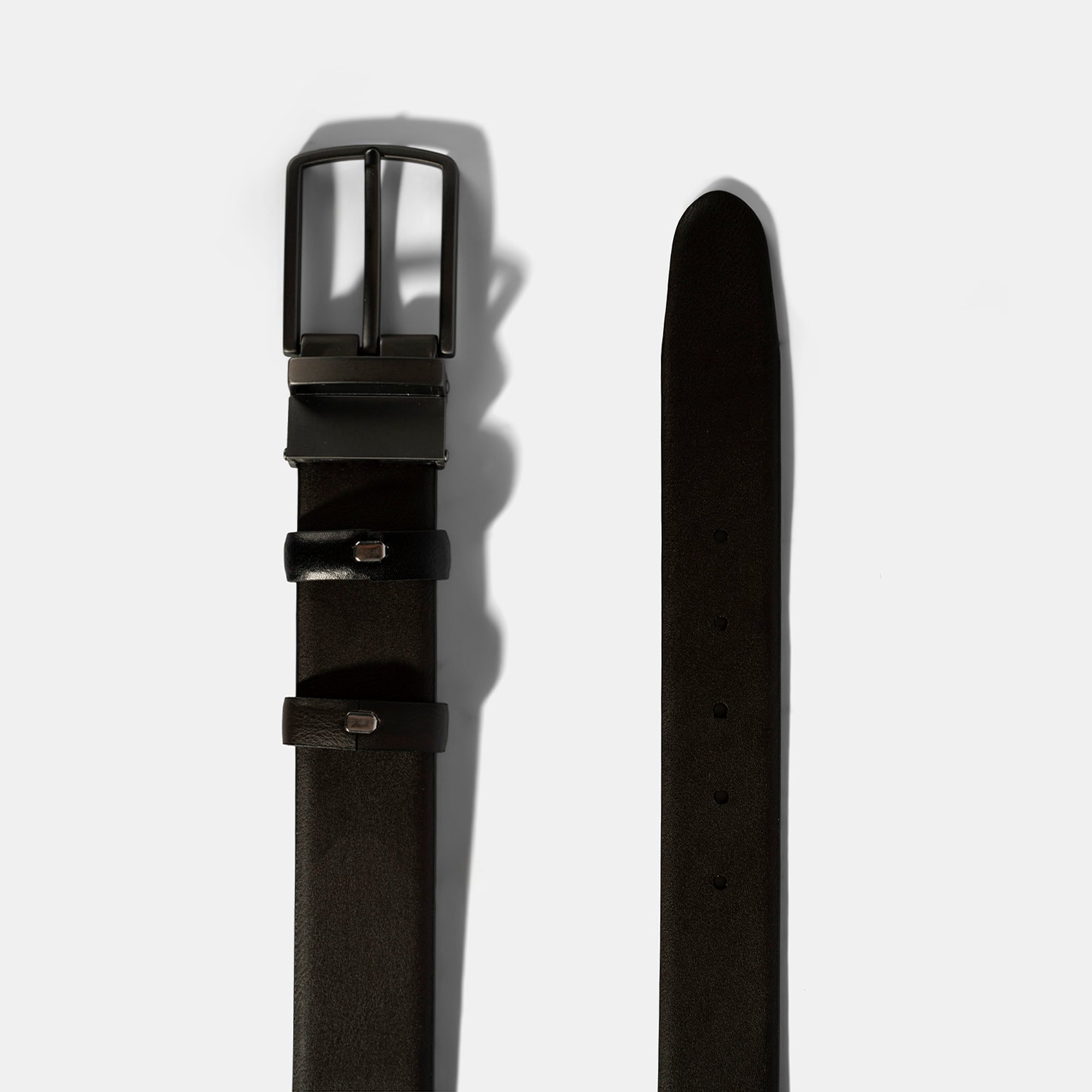 Erkek Siyah / Kahve Çift Taraflı Deri Kemer