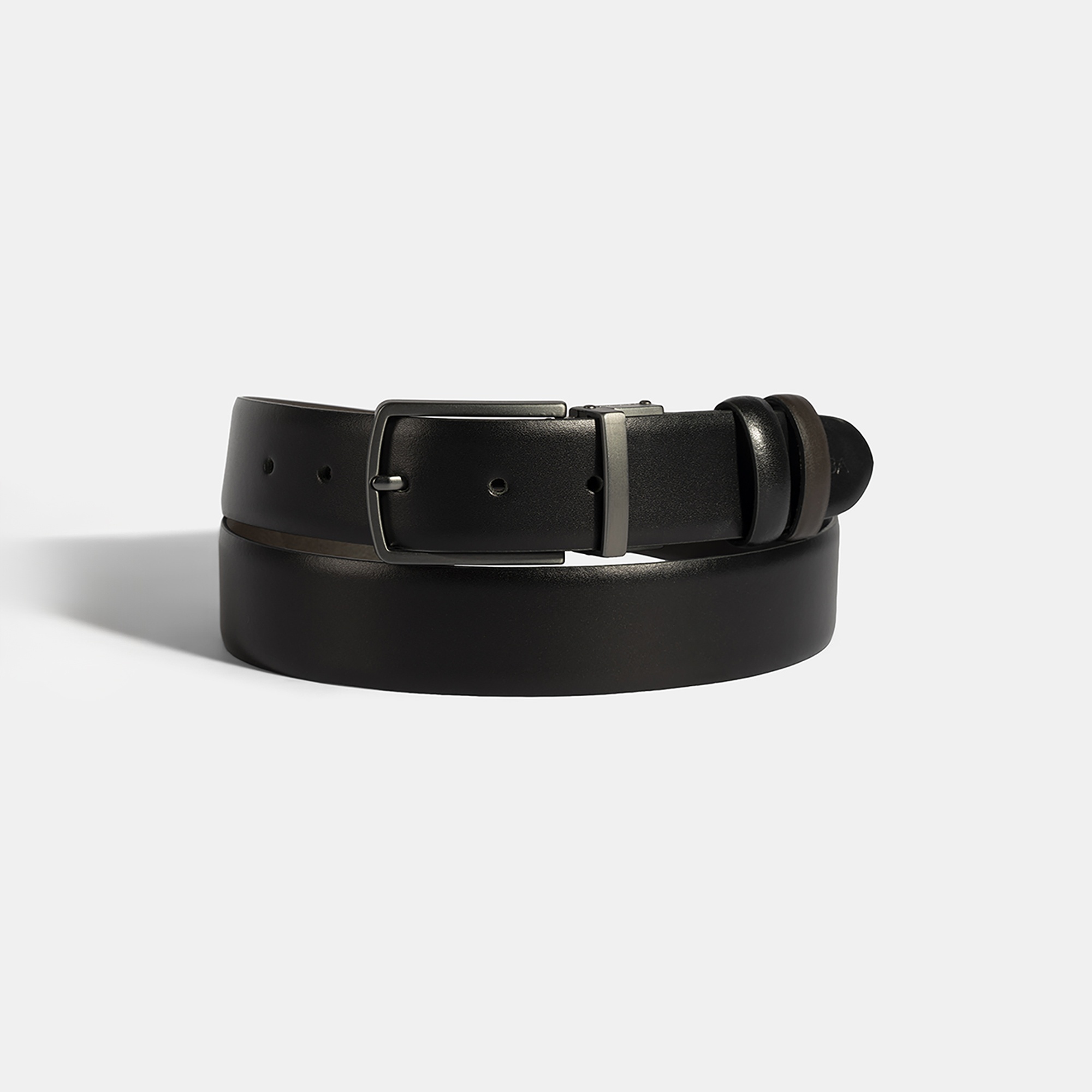 Erkek Siyah / Kahve Çift Taraflı Deri Kemer