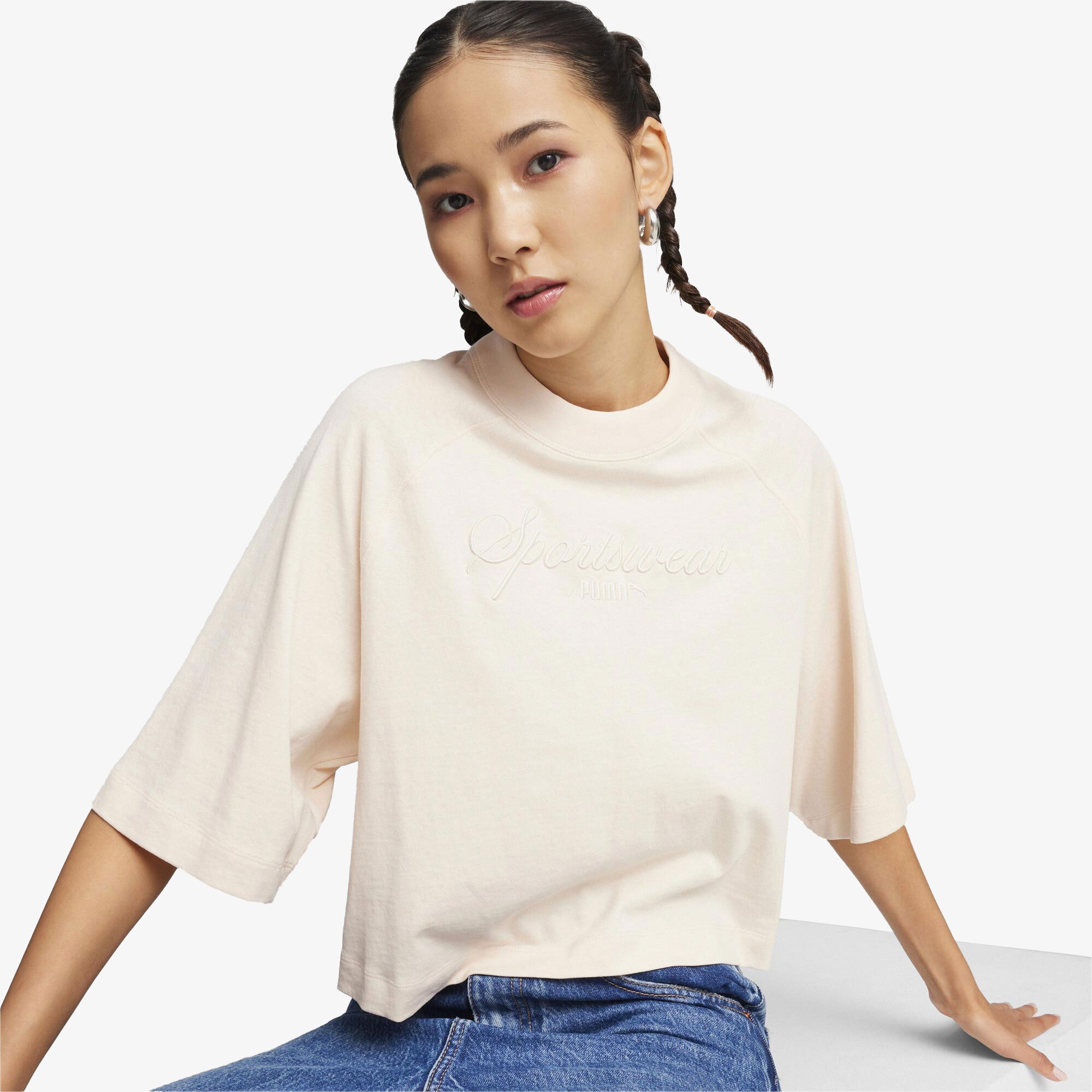 Puma Classics+ Oversized Kadın Pembe T-Shirt