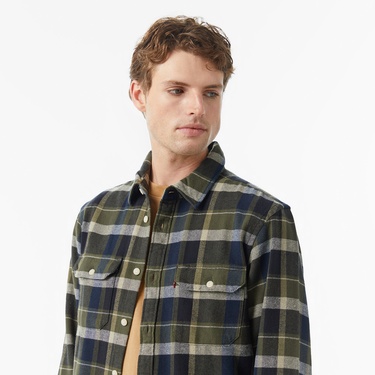  Levi's Jackson Worker Medina Plaid Deep Depths Erkek Yeşil Gömlek