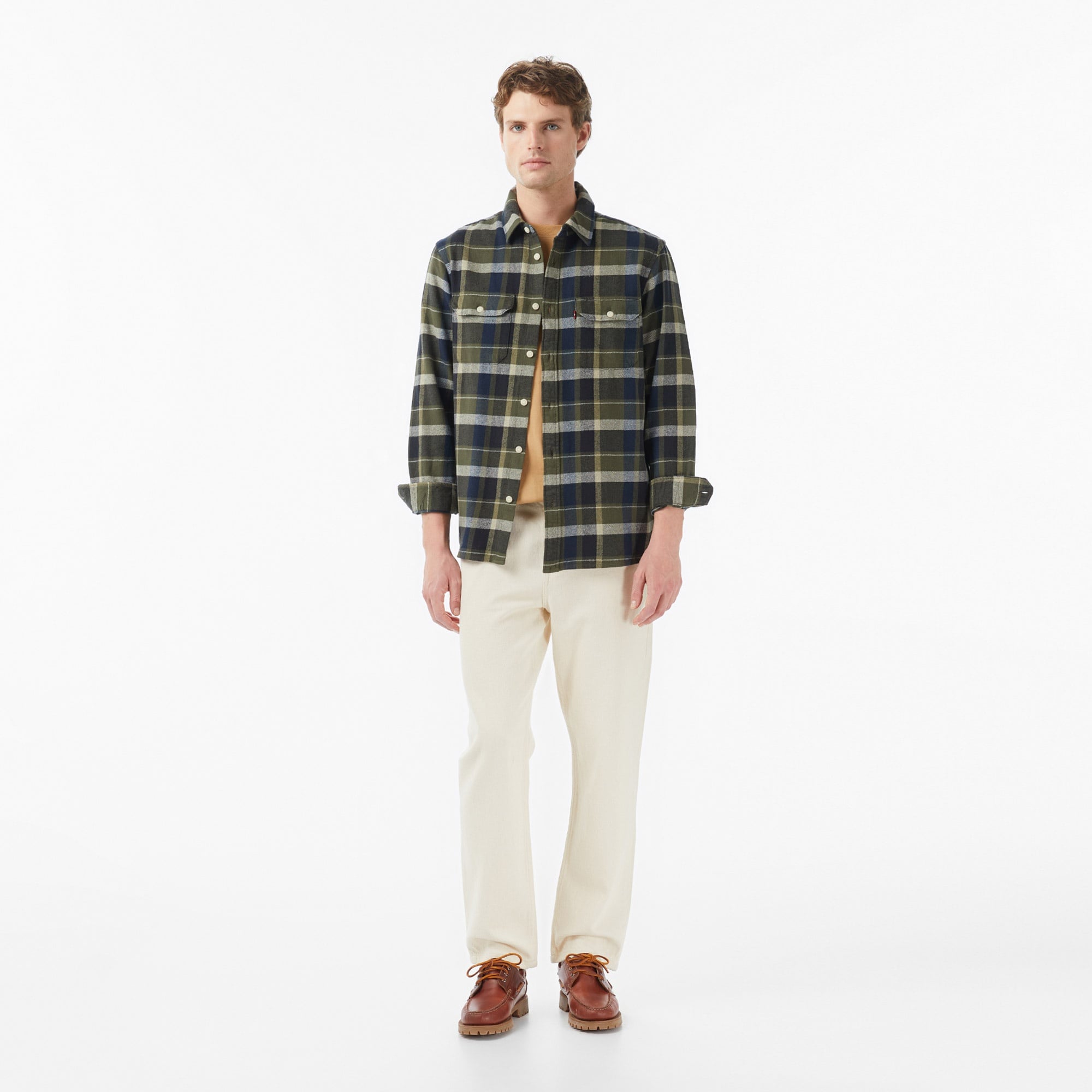 Levi's Jackson Worker Medina Plaid Deep Depths Erkek Yeşil Gömlek