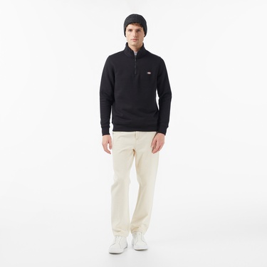  Dickies Oakport 1/4 Zip Crew Erkek Siyah Sweatshirt