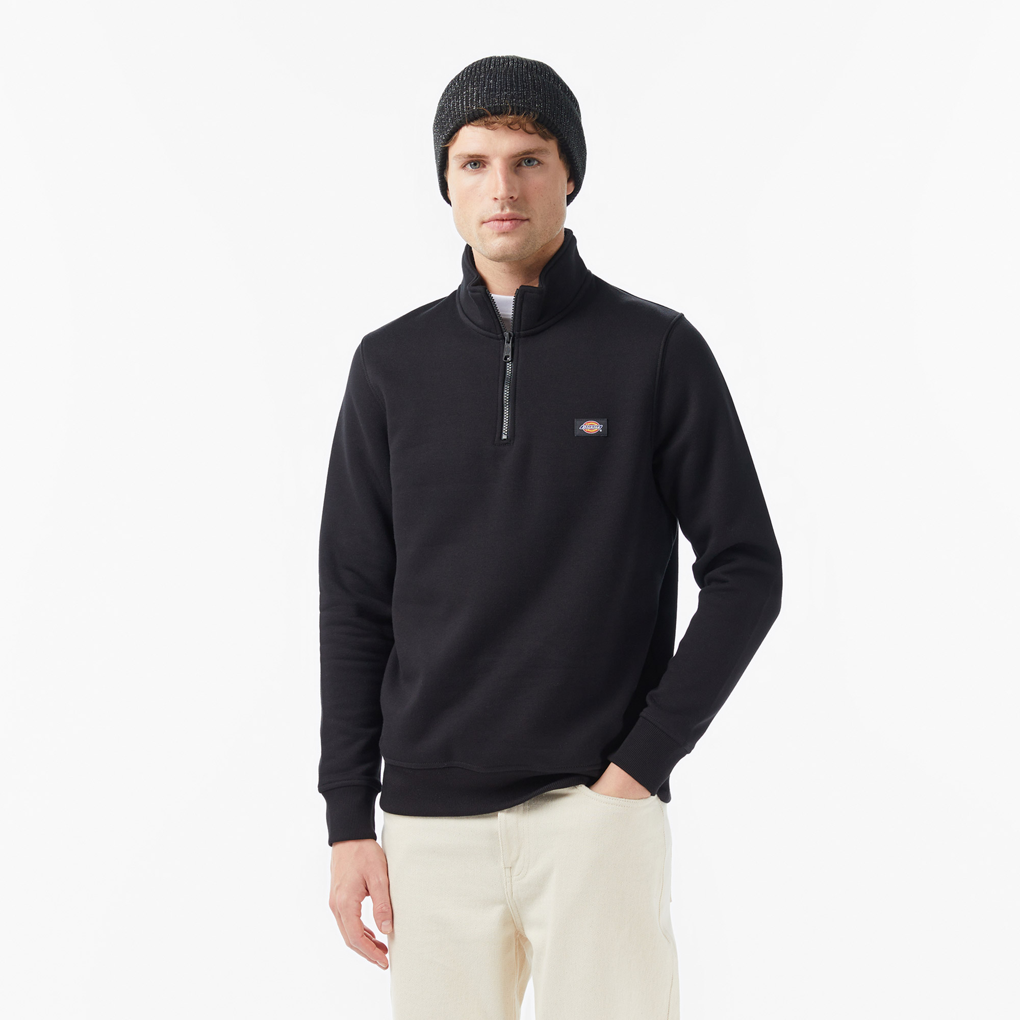  Dickies Oakport Yarim Fermuarli Erkek Siyah Sweatshirt