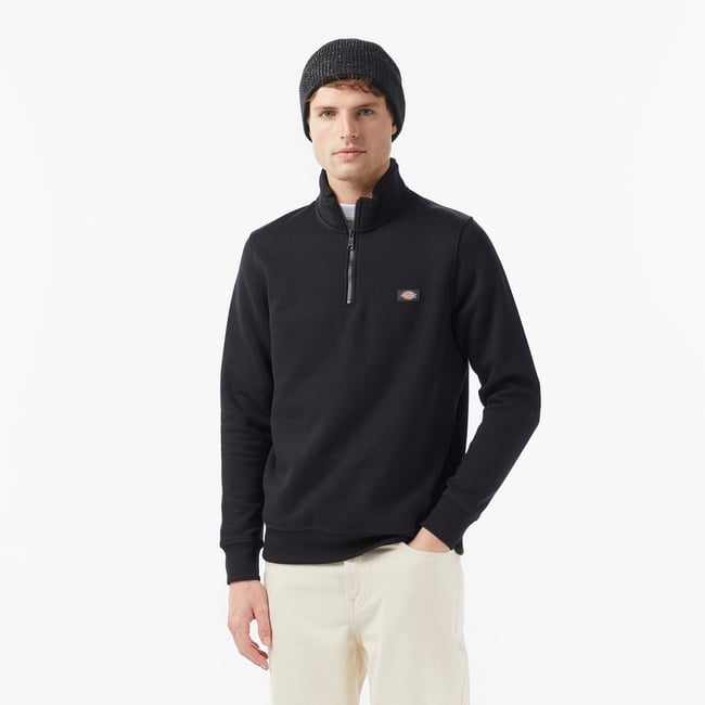  Dickies Oakport 1/4 Zip Crew Erkek Siyah Sweatshirt