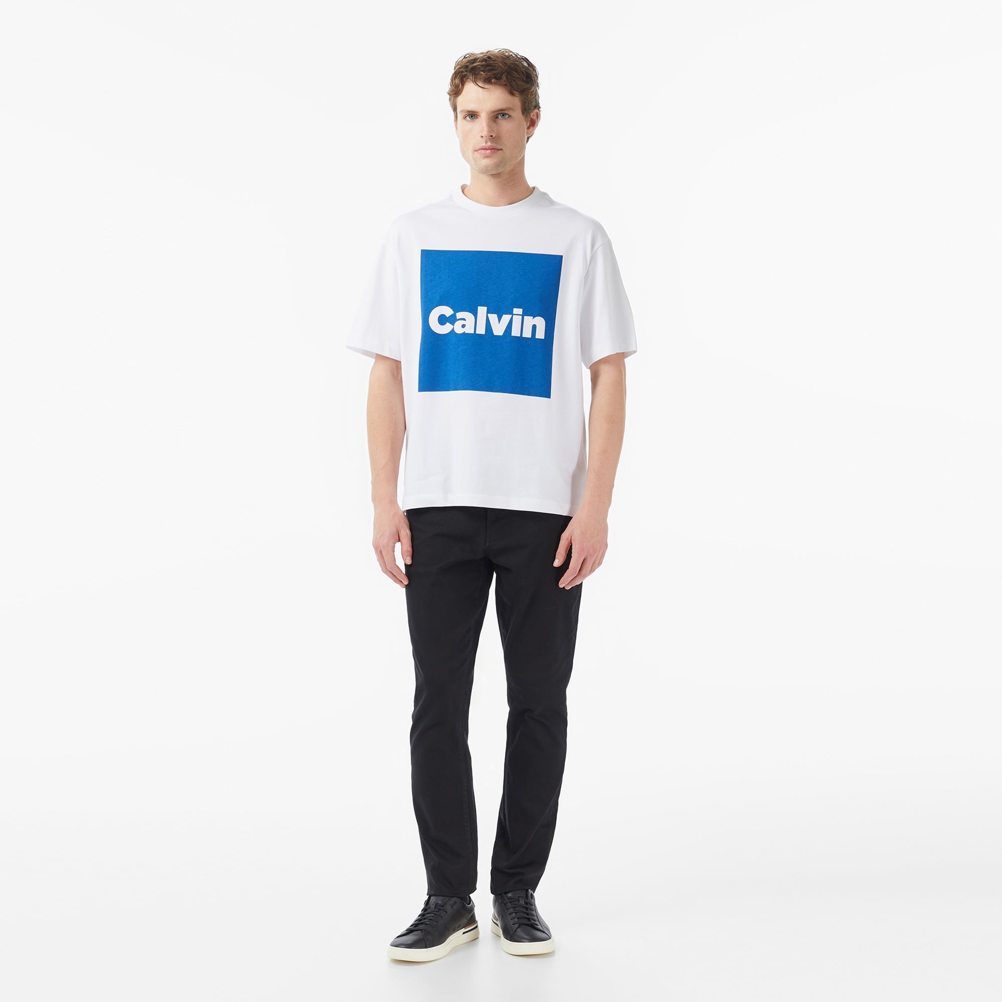 Calvin Klein Box Graphic Erkek Beyaz T-Shirt