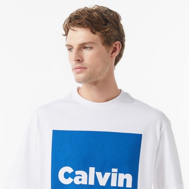  Calvin Klein Box Graphic Erkek Beyaz T-Shirt