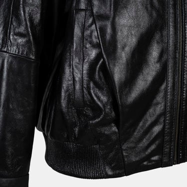  Kadın Siyah Gömlek Yakalı Deri Bomber Ceket