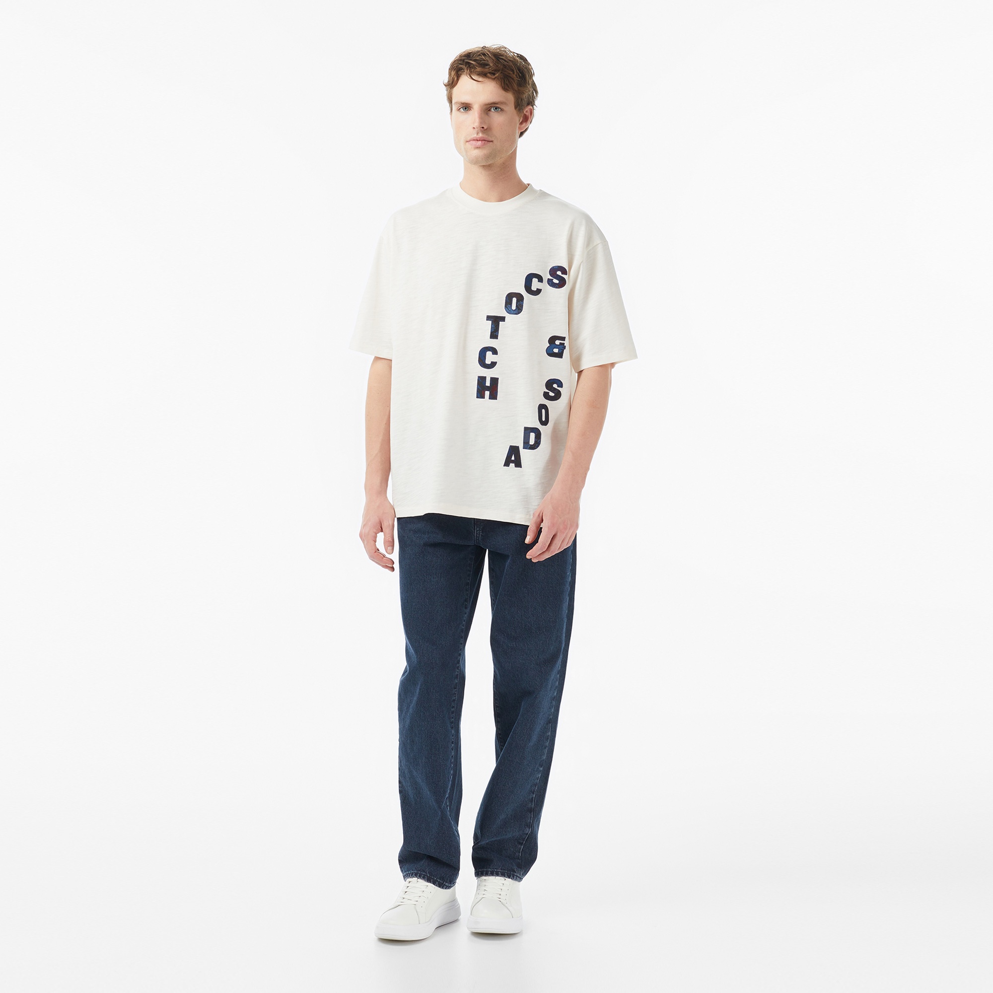 Scotch&Soda Loose Fit Applique Erkek Bej T-Shirt