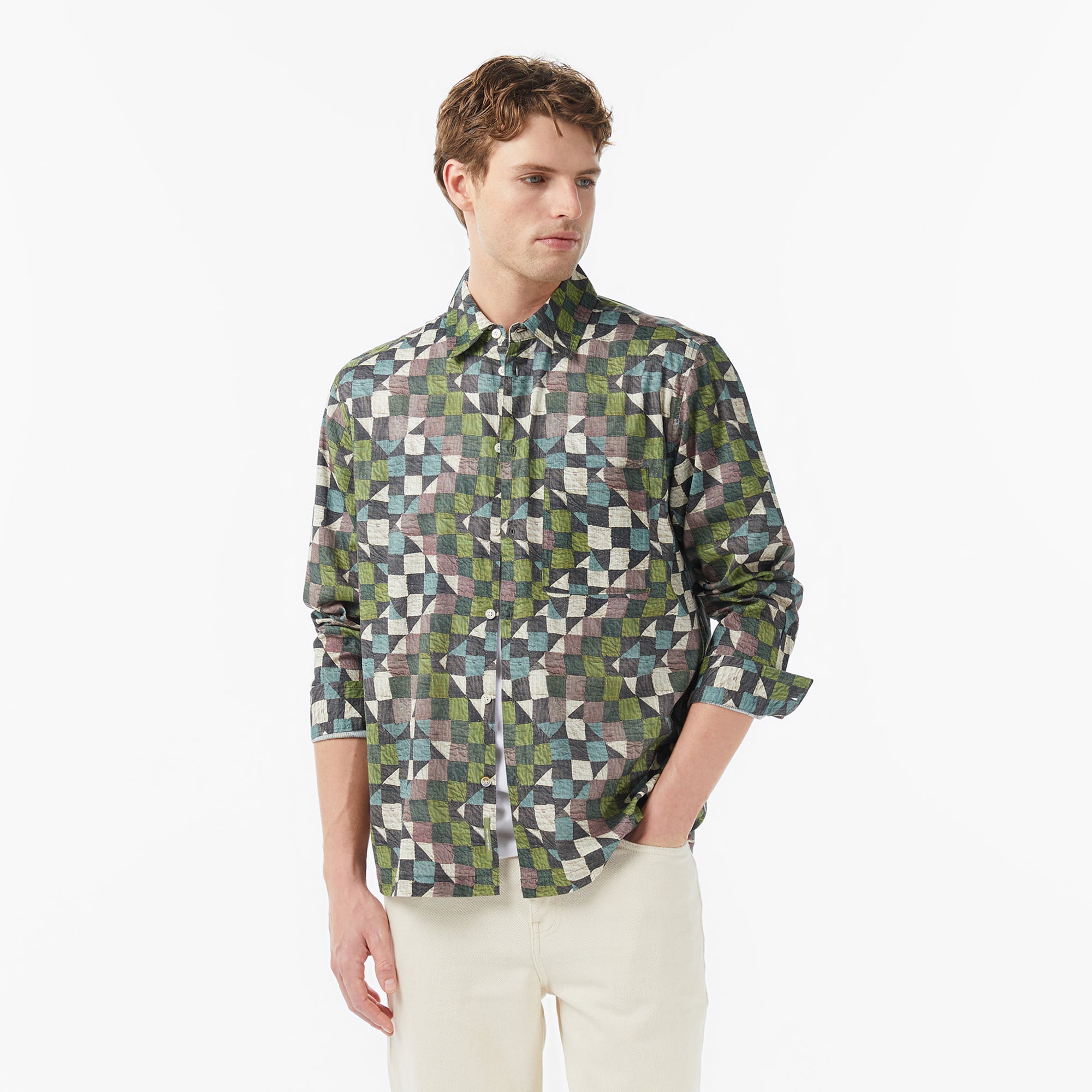  Scotch&Soda Printed Relaxed-Fit Erkek Kahverengi Gömlek