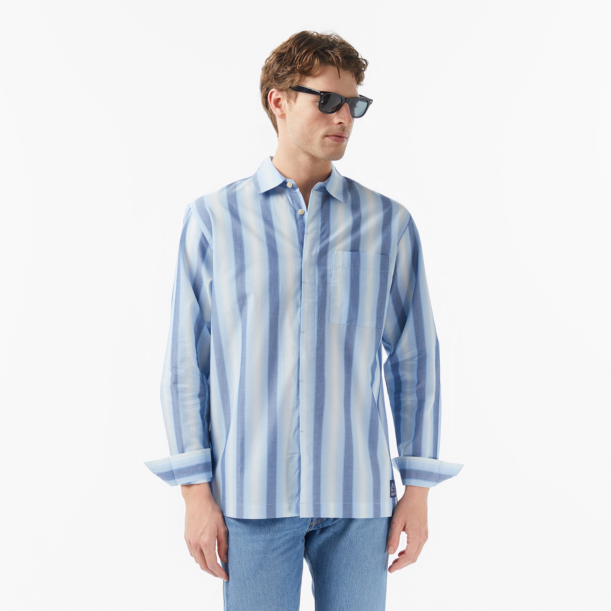 Scotch&Soda Shadow-Stripe Relaxed-Fit Erkek Lacivert Gömlek