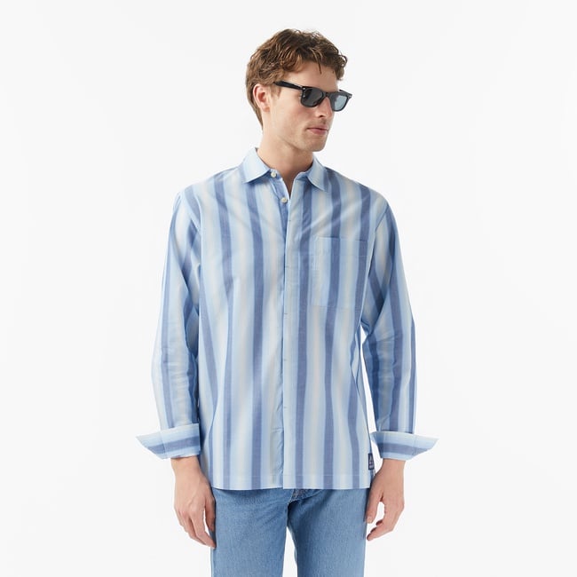  Scotch&Soda Shadow-Stripe Relaxed-Fit Erkek Lacivert Gömlek