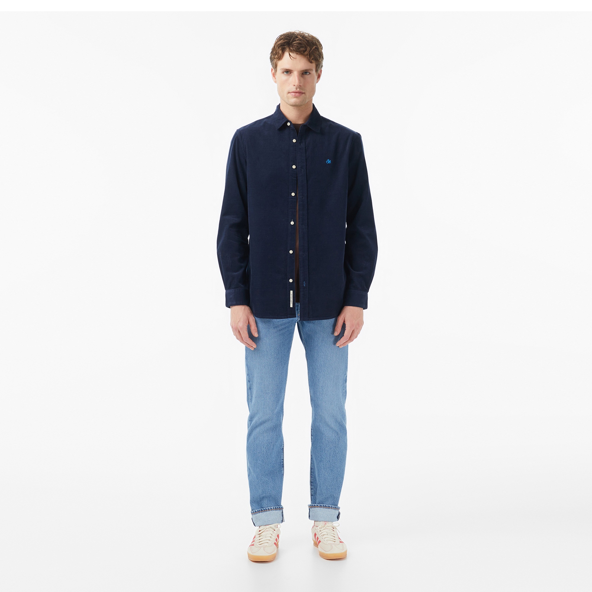 Scotch&Soda Regular-Fit Corduroy Erkek Lacivert Gömlek