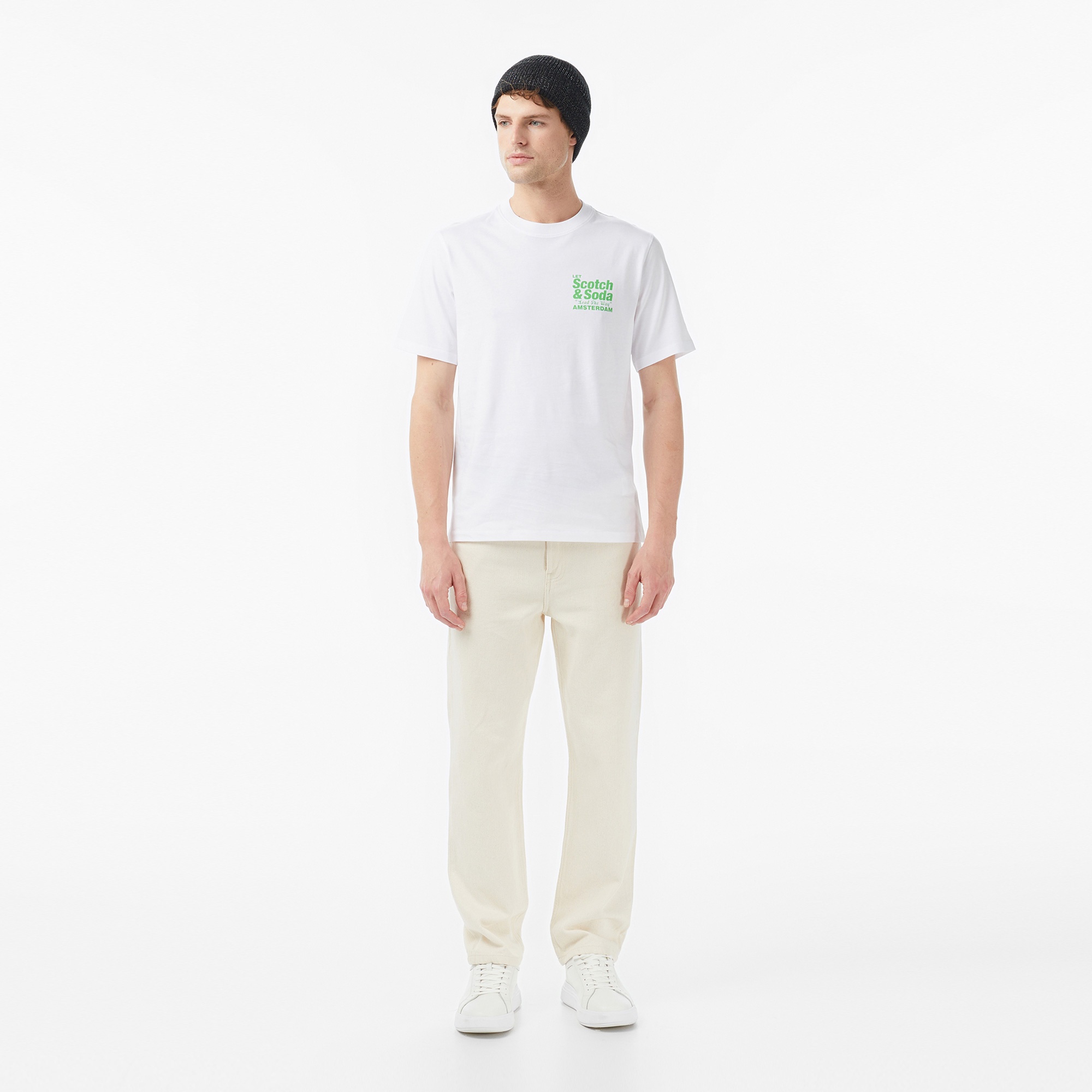 Scotch&Soda Regular Fit Front Back Erkek Beyaz T-Shirt