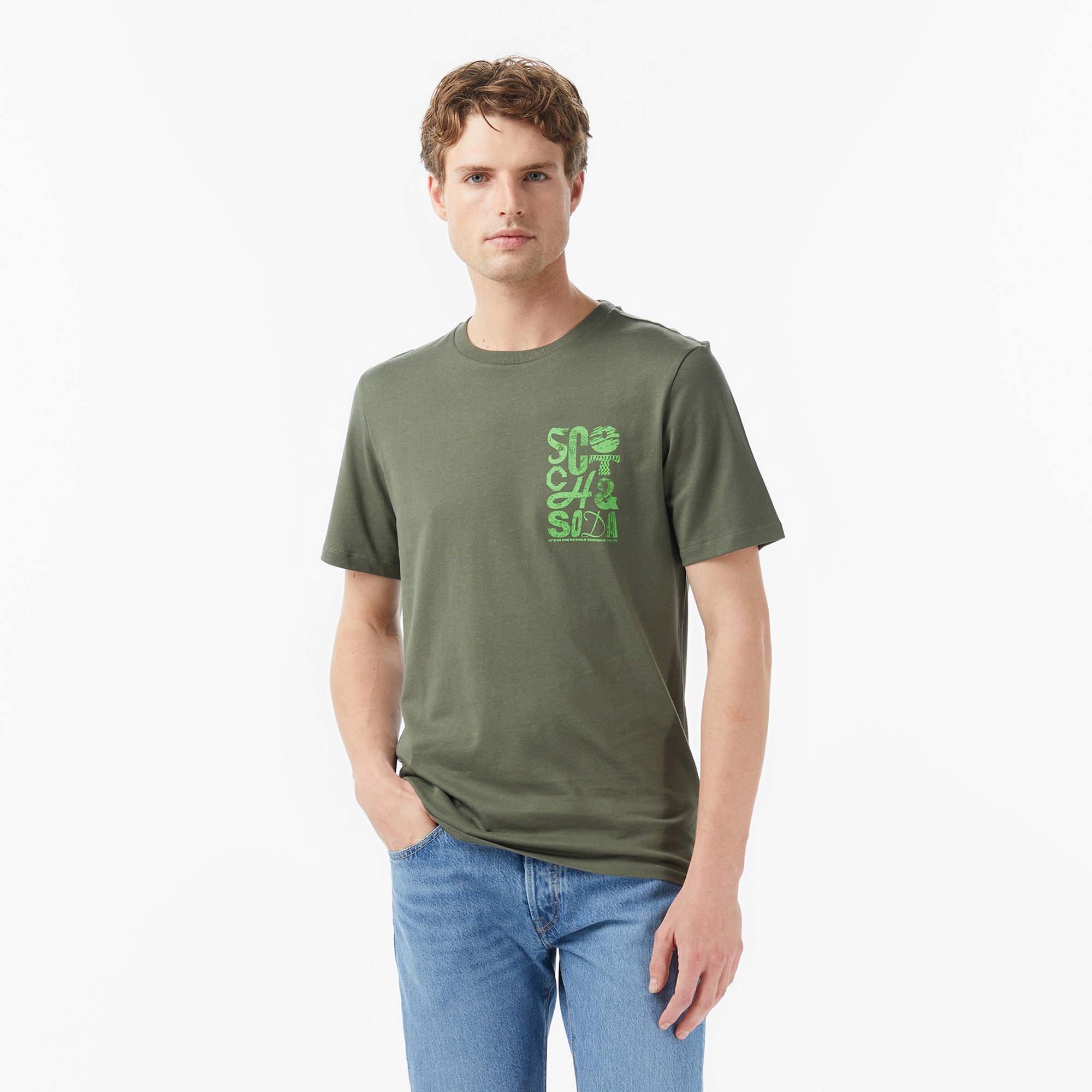 Scotch&Soda Regular Fit Left Chest Logo Erkek Yeşil T-Shirt