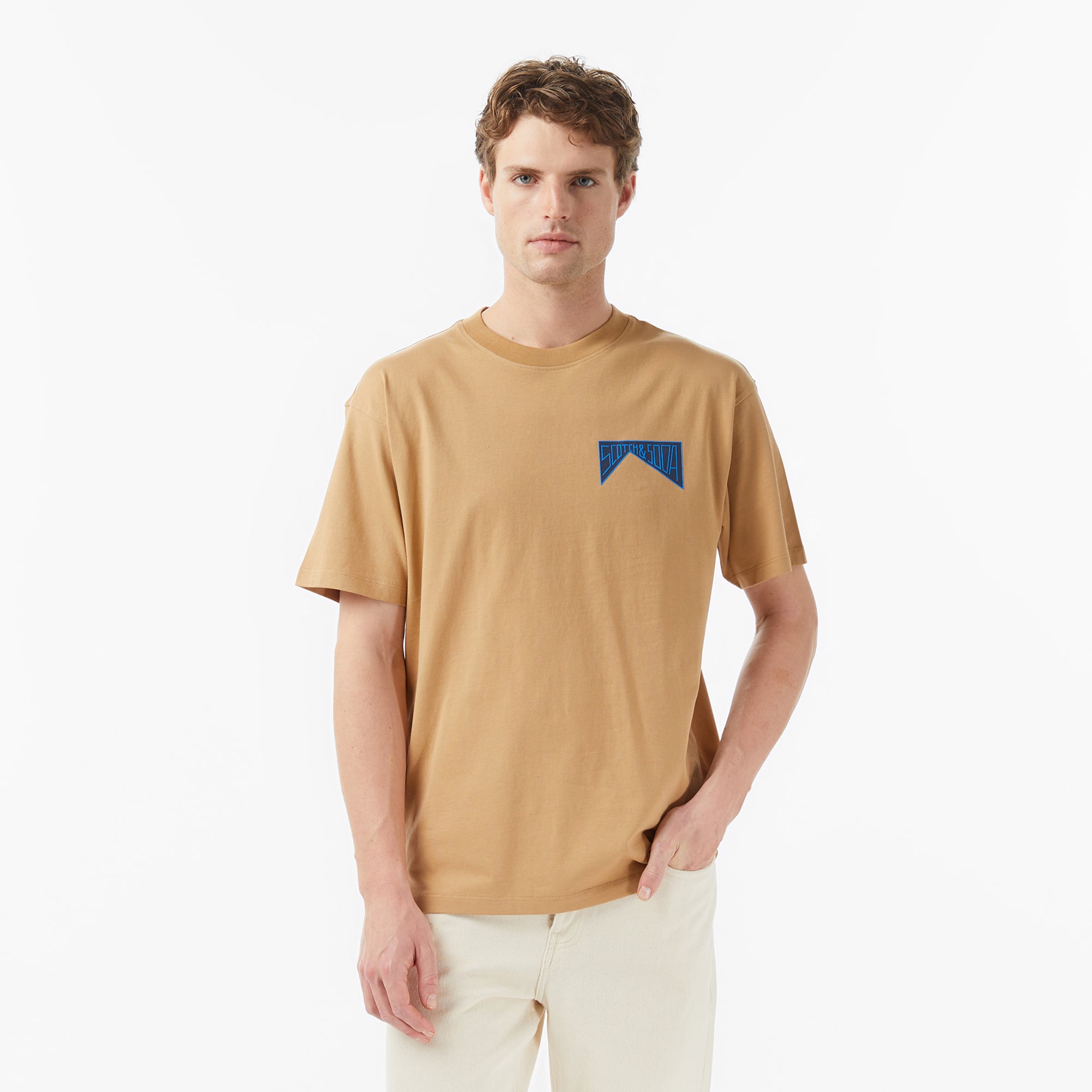  Scotch&Soda Relaxed Fit Front Back Erkek Bej Gömlek