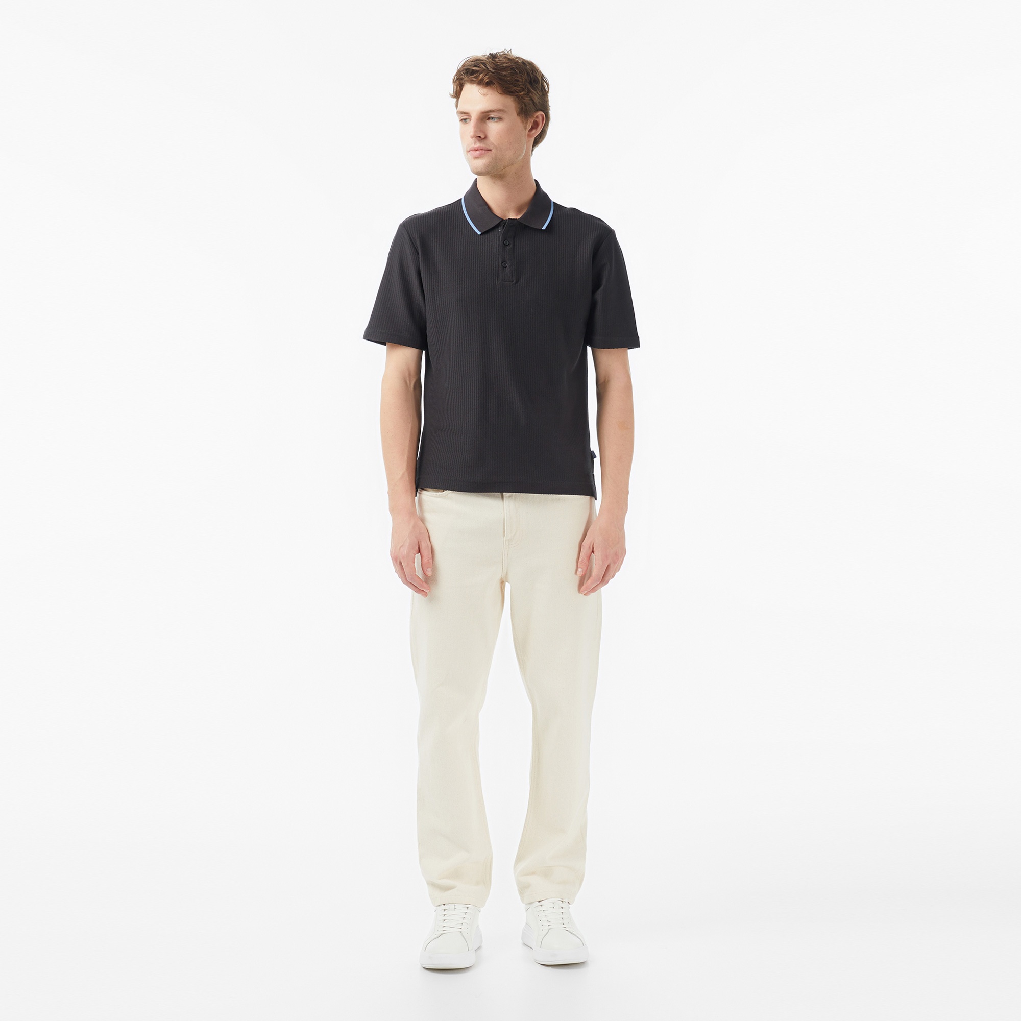 Scotch&Soda Structured Relaxed Fit Erkek Gri Polo