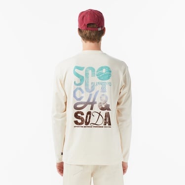  Scotch&Soda Relaxed Fit Artwork Erkek Bej T-Shirt