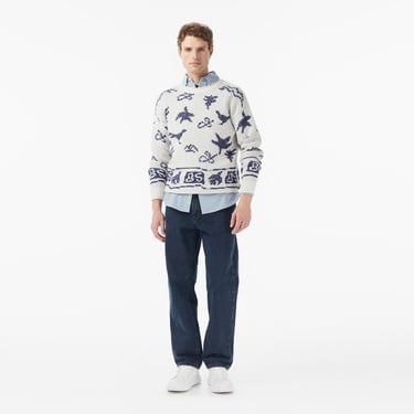  Scotch&Soda Jacquard Extra Dropped Erkek Beyaz Triko