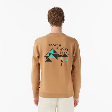  Scotch&Soda Front Back Artwork Erkek Bej Sweatshirt