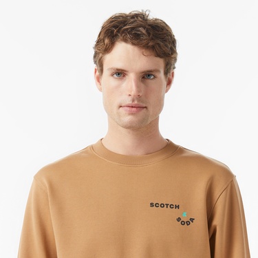  Scotch&Soda Front Back Artwork Erkek Bej Sweatshirt