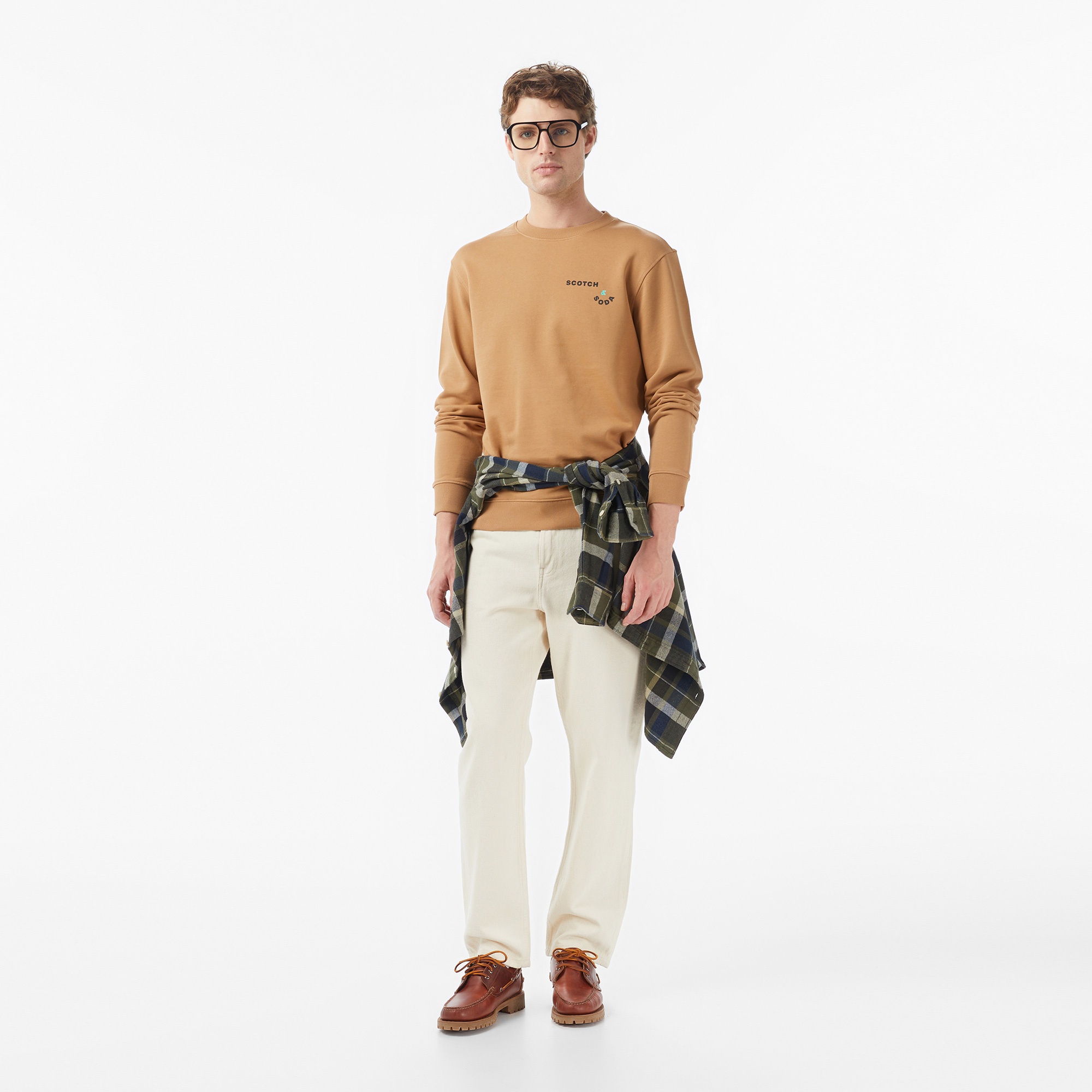 Scotch&Soda Front Back Artwork Erkek Bej Sweatshirt