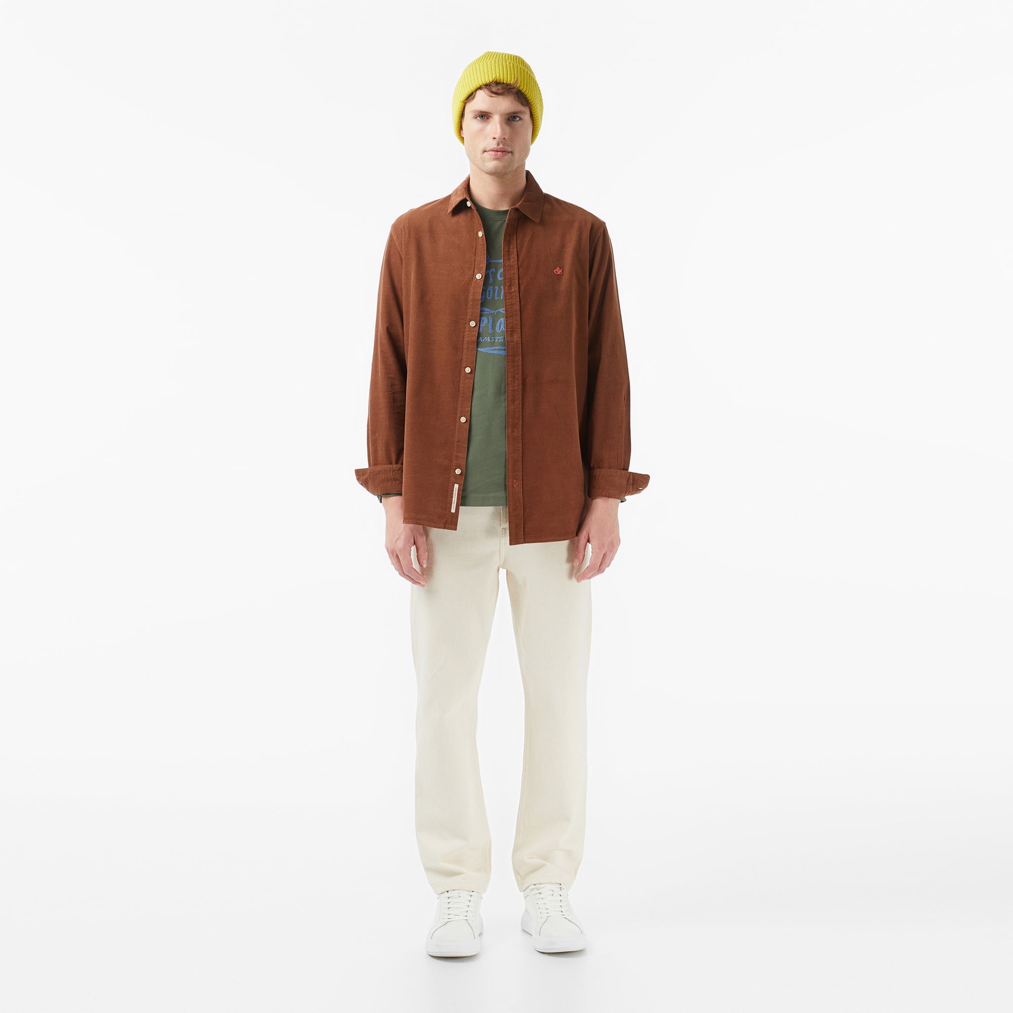 Scotch&Soda Regular-Fit Corduroy Erkek Kahverengi Gömlek