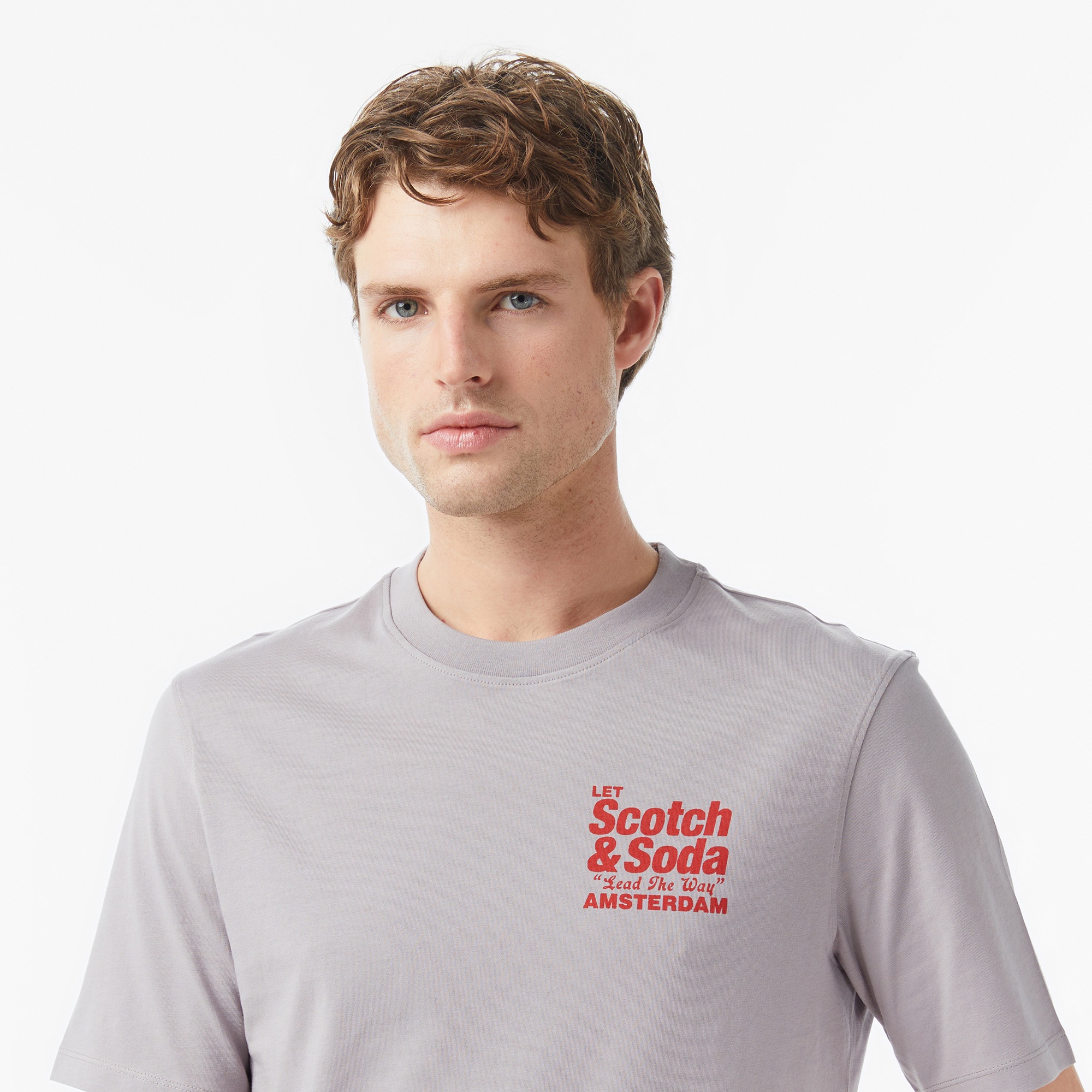 Scotch&Soda Regular Fit Front Back Erkek Gri T-Shirt