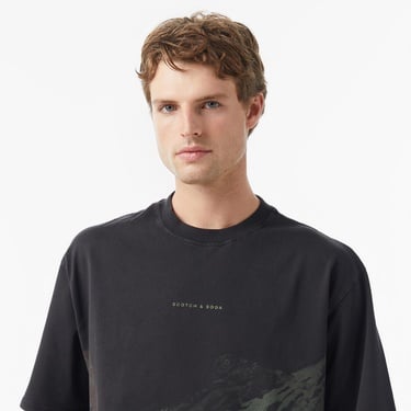  Scotch&Soda Loose Fit Overdyed Erkek Gri T-Shirt