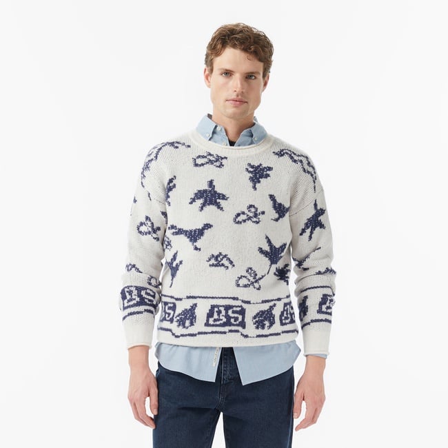  Scotch&Soda Jacquard Extra Dropped Erkek Beyaz Triko