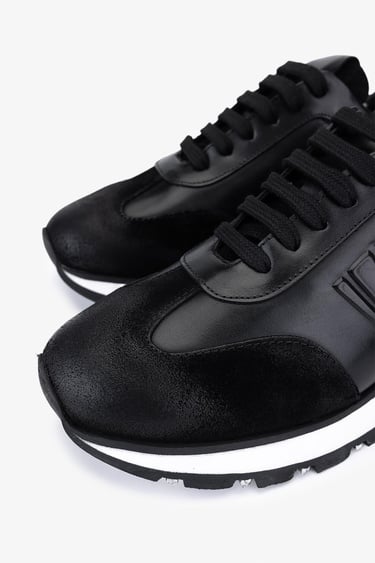  Valmenti Erkek Hakiki Deri Siyah Süet Sneakers & Spor Ayakkabı