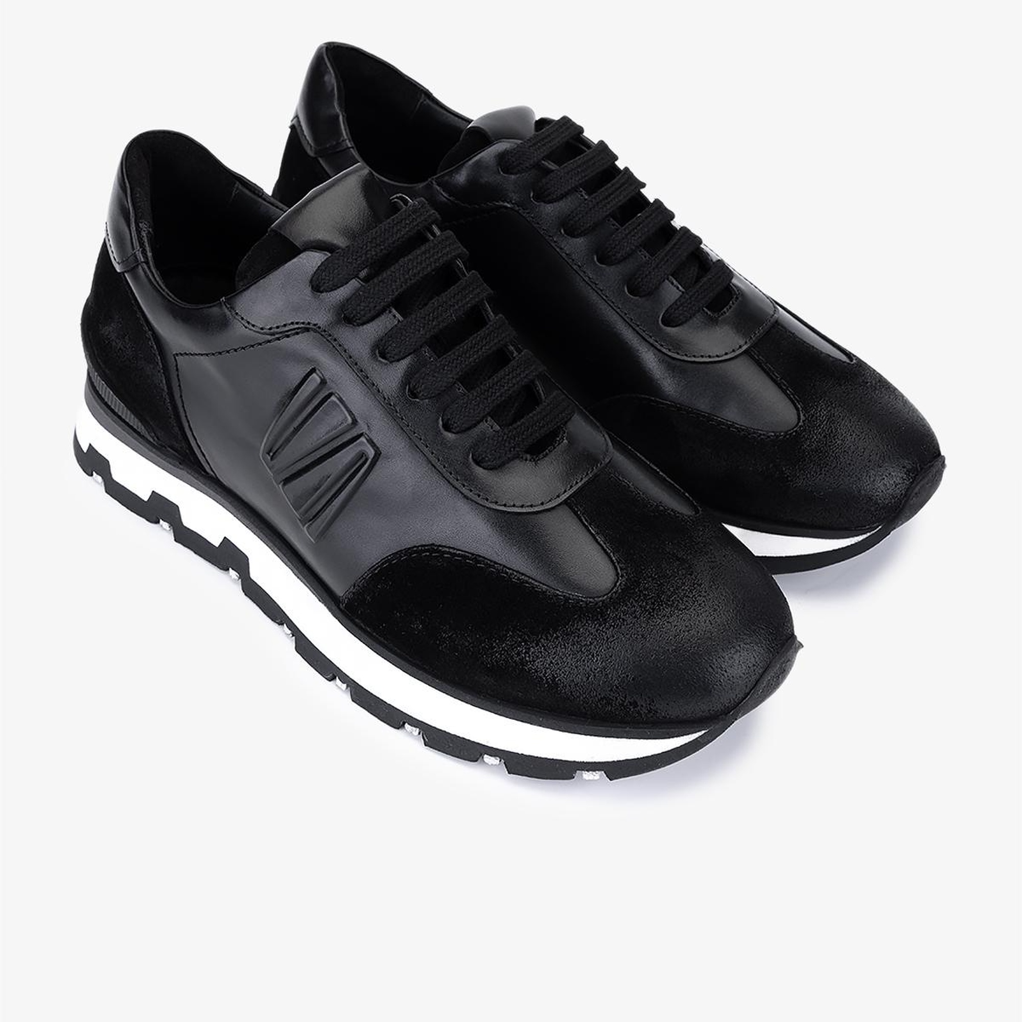 Valmenti Erkek Hakiki Deri Siyah Süet Sneakers & Spor Ayakkabı