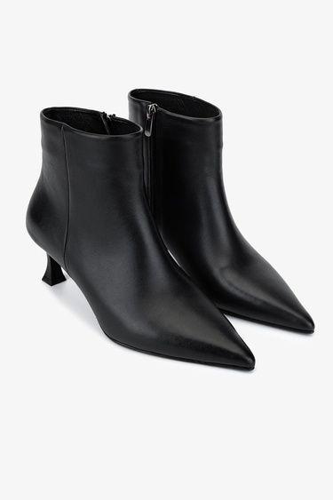  Valmenti Kadın Hakiki Deri Siyah Deri Topuklu Bot