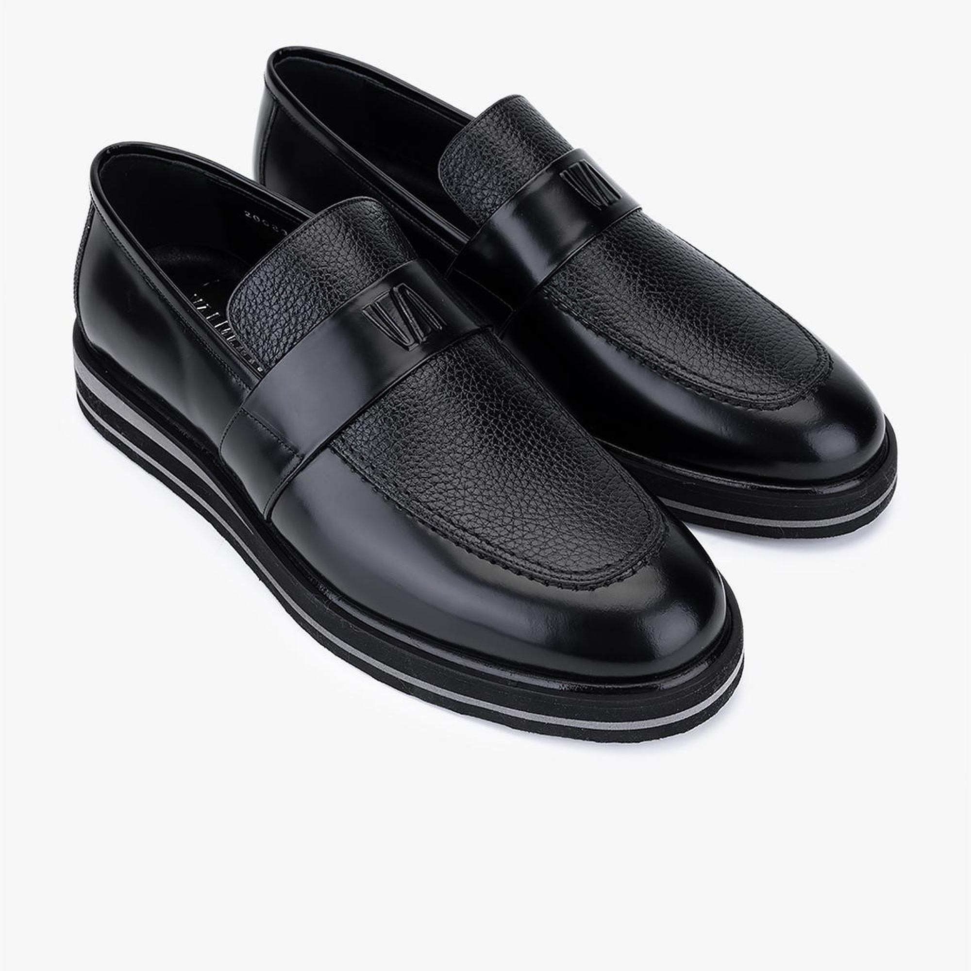 Valmenti Erkek Hakiki Deri Siyah Floter Loafer Ayakkabı