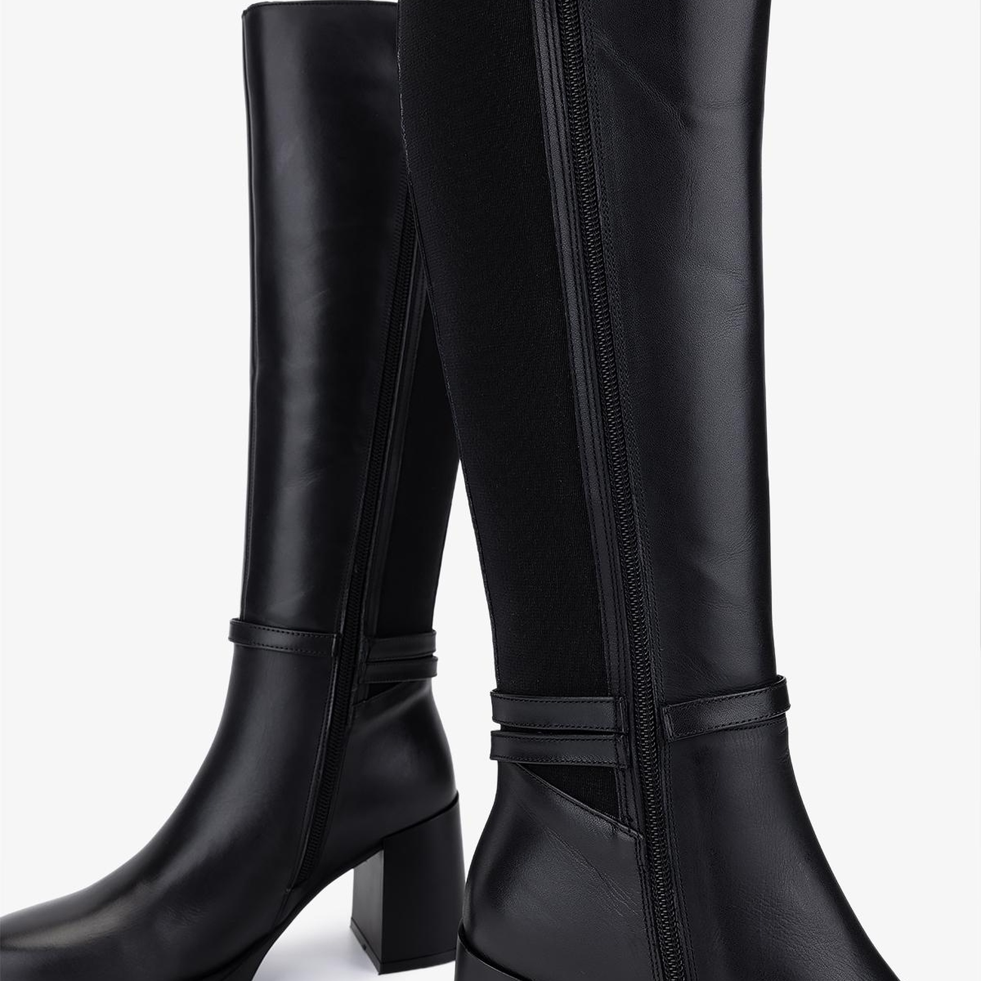 Valmenti Kadın Hakiki Deri Siyah Topuklu Çizme