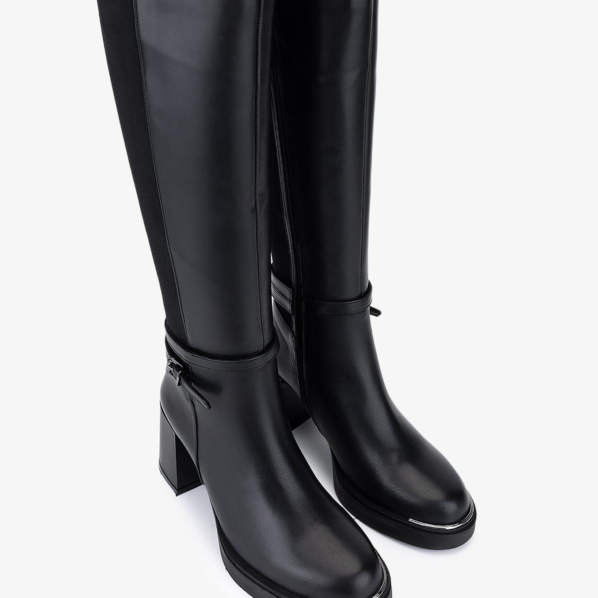 Valmenti Kadın Hakiki Deri Siyah Topuklu Çizme