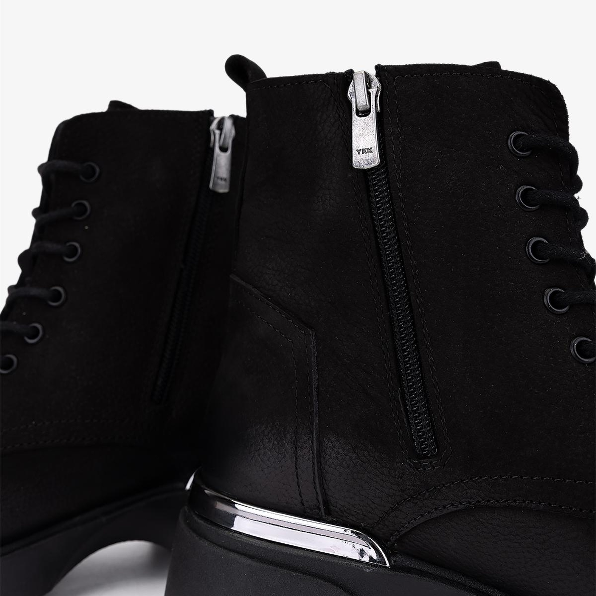 Valmenti Kadın Hakiki Deri Siyah Nubuk Düz Bot