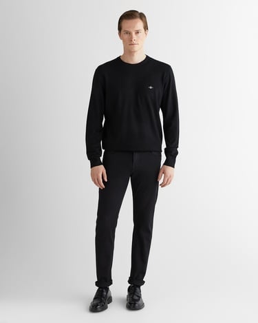  GANT Erkek Siyah Standart Fit Bisiklet Yaka Triko