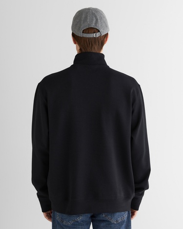  GANT Erkek Siyah Relaxed Fit Yarım Fermuarlı Sweatshirt