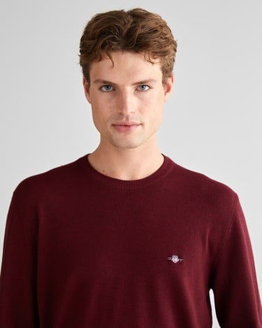  GANT Erkek Bordo Standart Fit Bisiklet Yaka Triko